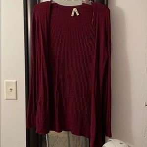 MUDD maroon long cardigan sweater